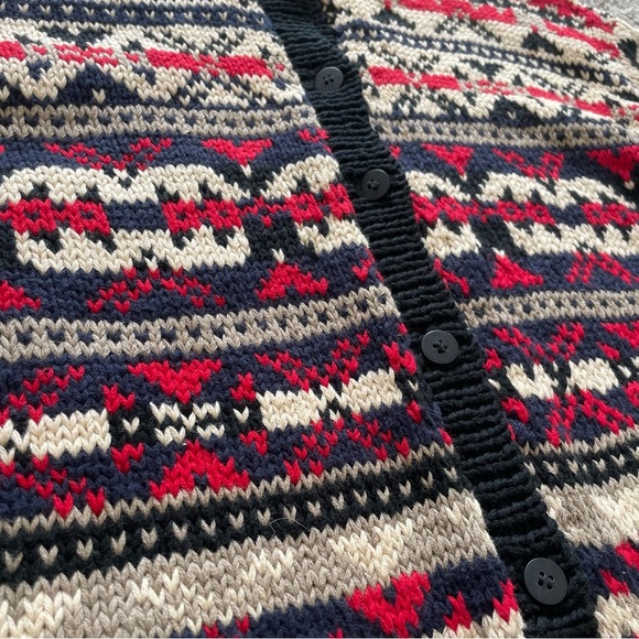 First Issue Hand Knit Cardigan Sweater Small Nordic Fair Isle Grandma Sweater - Picture 2 of 6